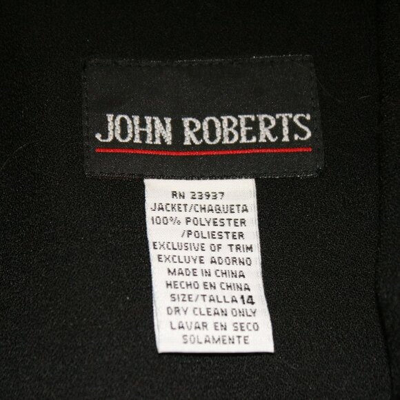 JOHN ROBERTS Jacket Blazer Tailored Beaded Collar Hourglass Black Plus Size 14 - Picture 8 of 16